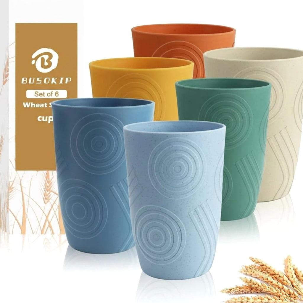 Wheat Straw Cups 16 OZ, Plastic Drinking Glasses, Drinking Cup, Unbreakable K...