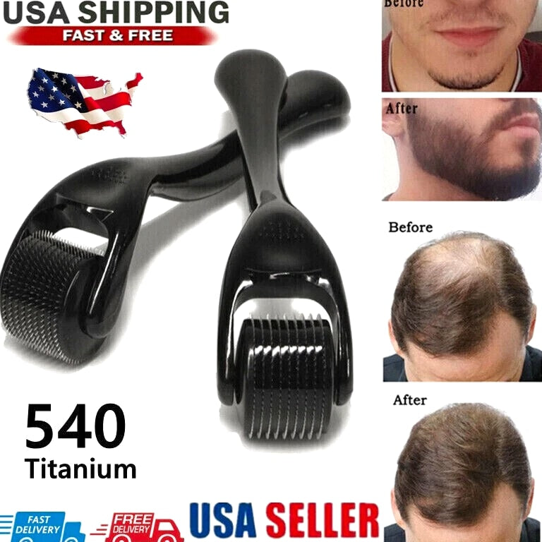 Beard Derma Roller for Hair Loss and Fast Beard Growth, Titanium Top Quality