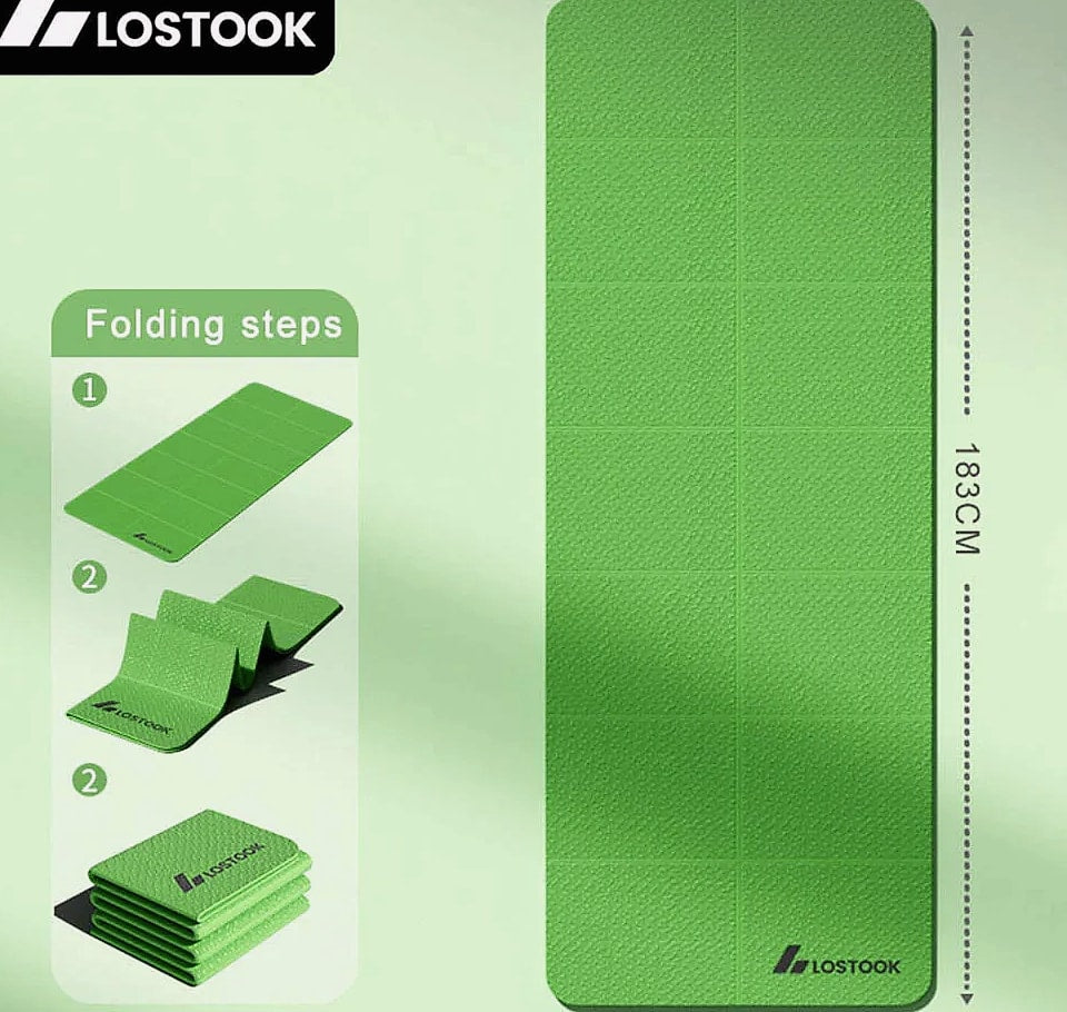 Lostook 4mm TPE Foldable Yoga Mat for Home Workouts