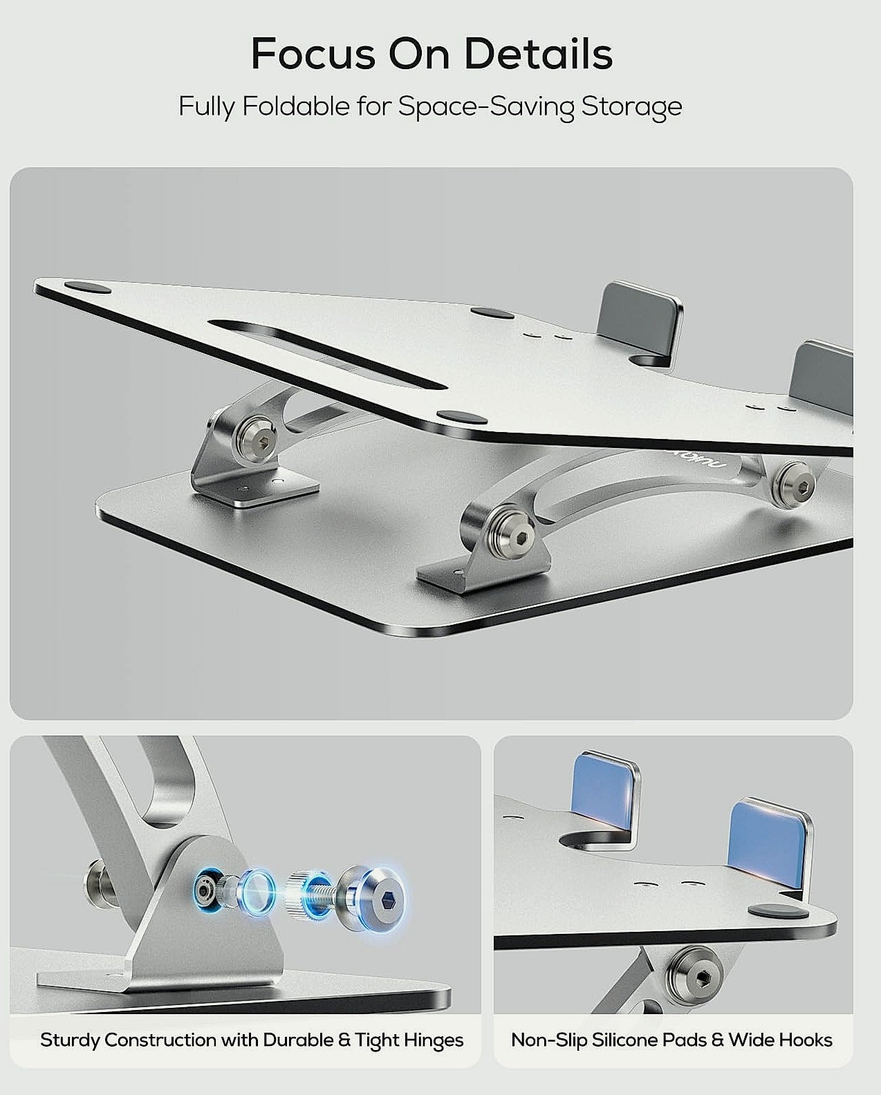 Nulaxy Adjustable Laptop Stand Dual Foldable Riser 10-17"