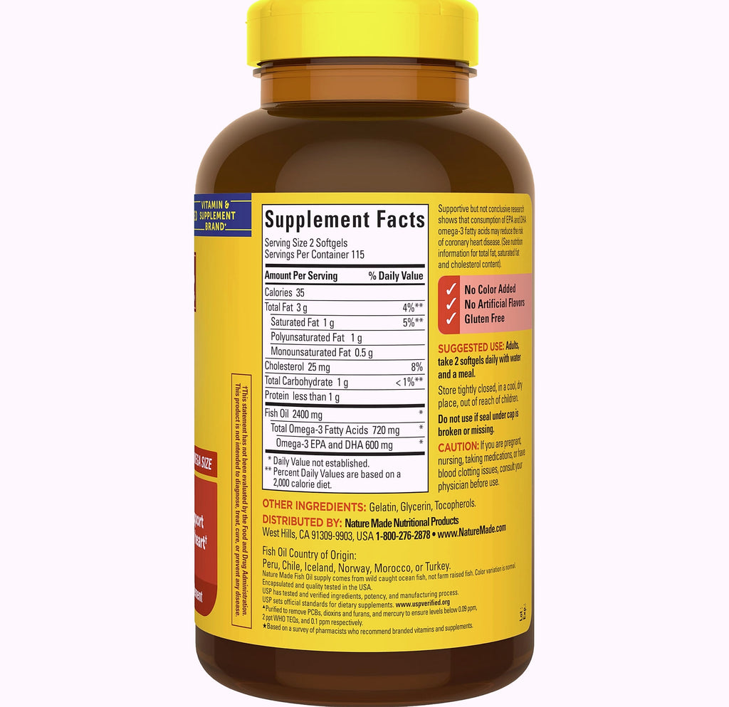 Nature Made Fish Oil 1200 mg Omega 3 Softgels, 230 Count