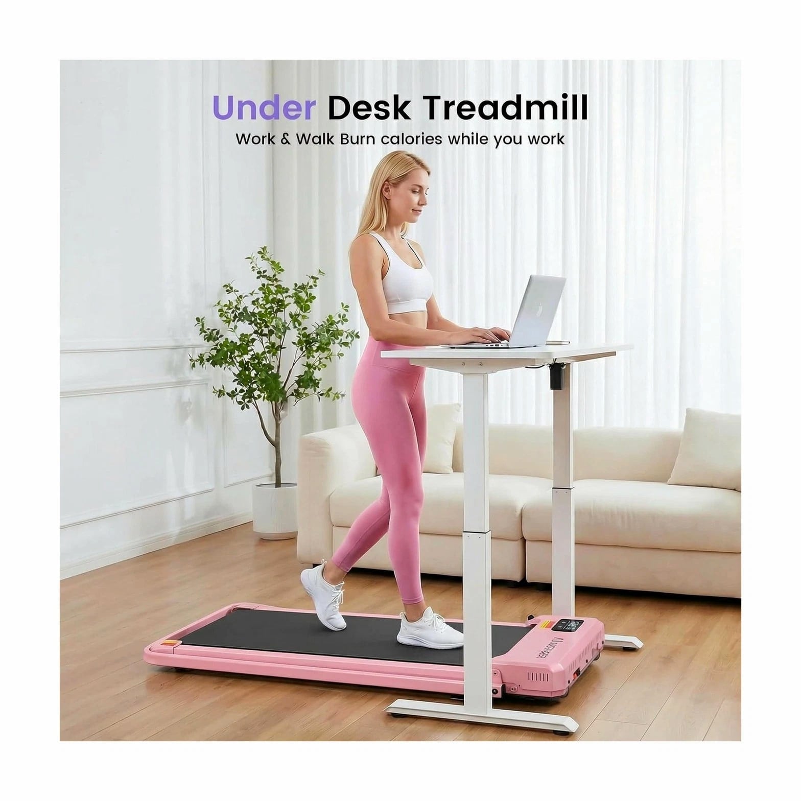 Small Walking Pad Treadmill with Incline - Under Desk Treadmills & Handle ...