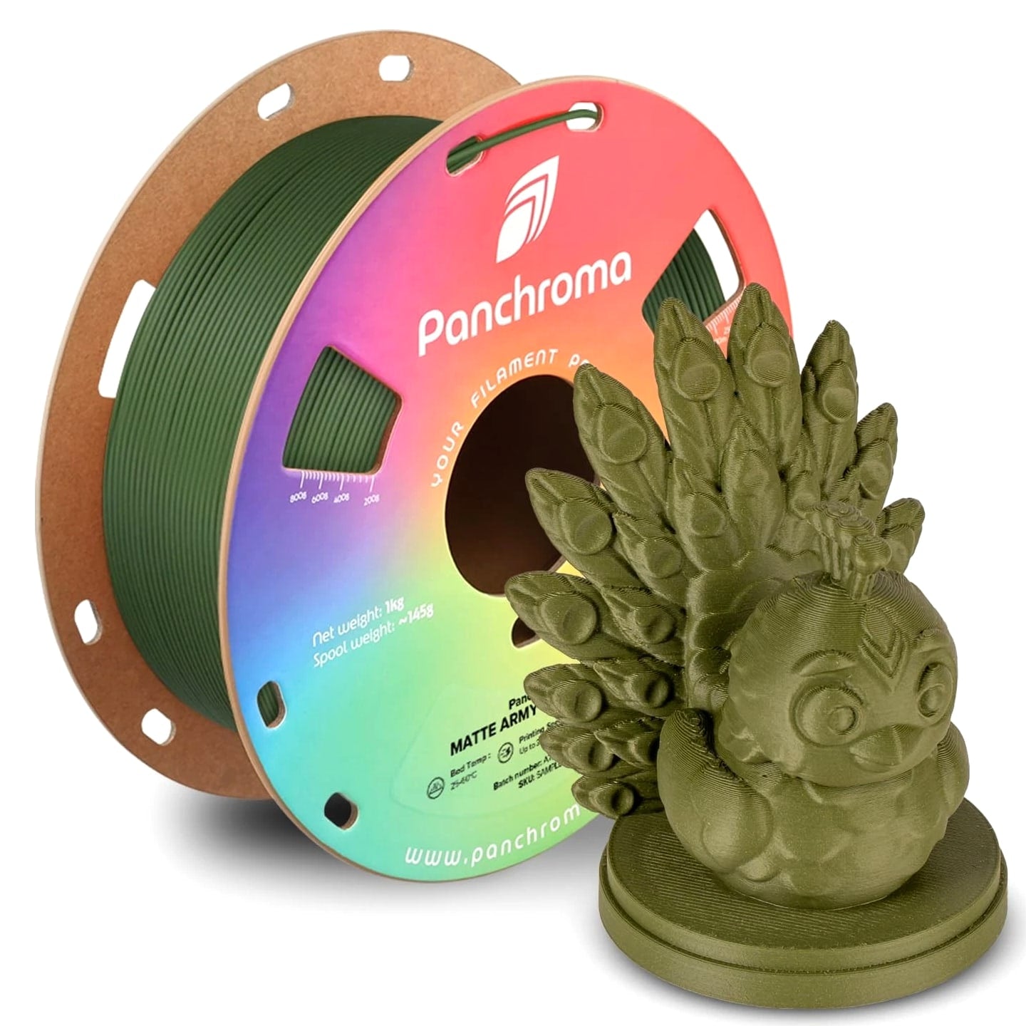 Panchroma Matte PLA Filament, Army Dark Green 1.75mm 1kg 3D Printing Filament...