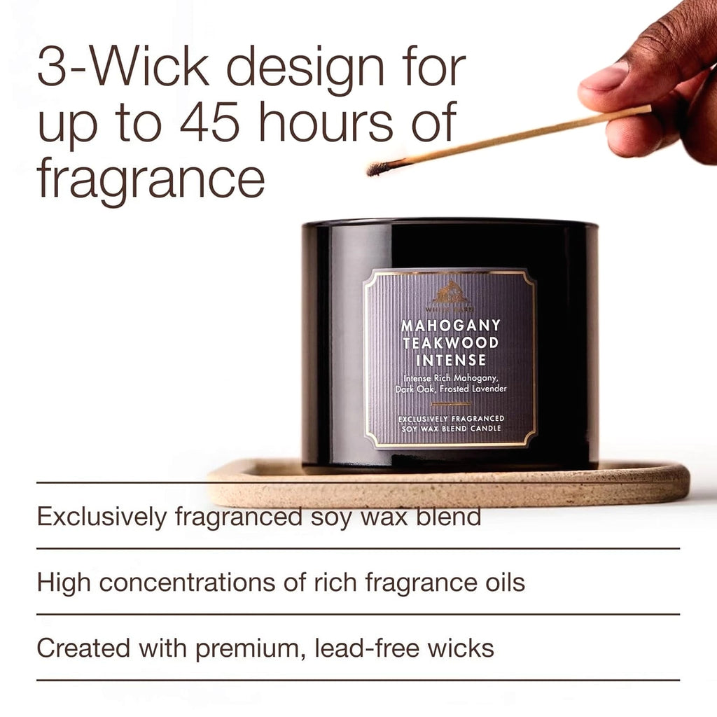 Aromatic 3-Wick Mahogany Teakwood Candle - Lead-Free Elegance, Perfect for Any Occasion