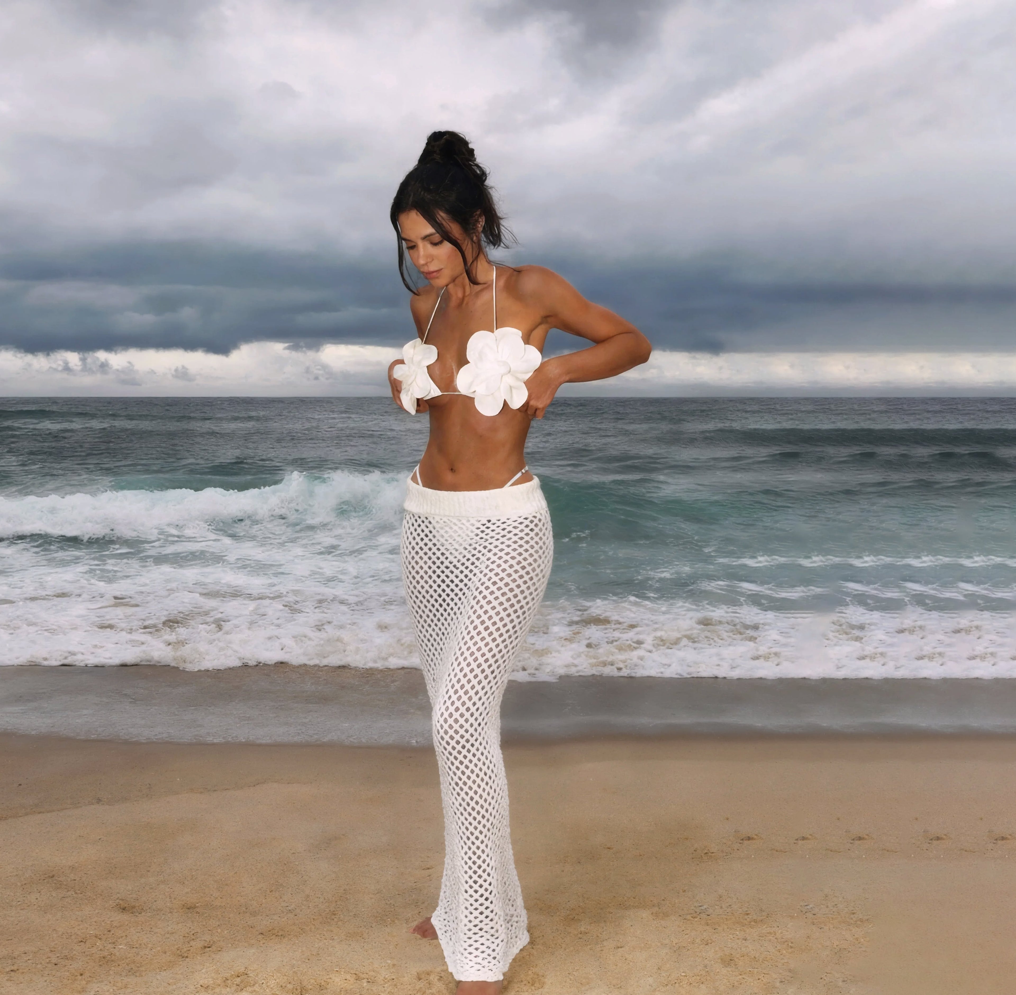 Ashgaily Bandage Bikini Swimsuit with A-Line Skirt 3-Piece