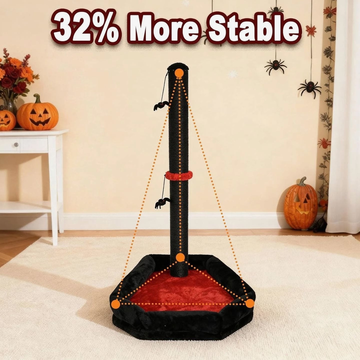 Cat Scratching Post with Cat Bed and 40 PCS Cat Toys, 34" Tall Cat Scratcher