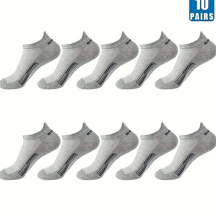 Men's Breathable Mesh Cotton Socks 10 Pairs Short Tube