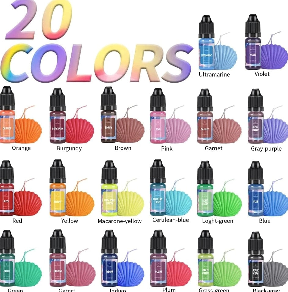 Candle Dye - 20 Colors Liquid Candle Making Dye for DIY Candle Making Supplies Kit