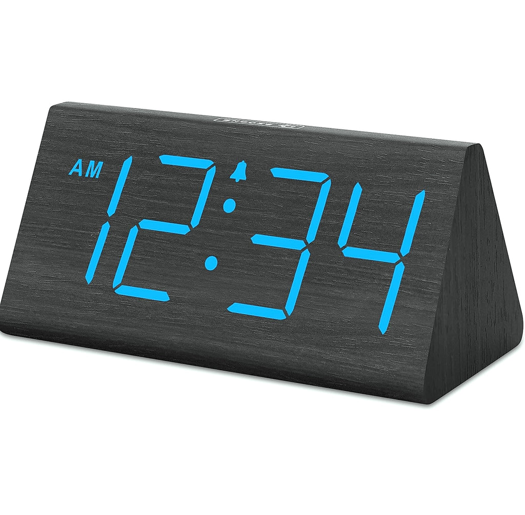 DreamSky Wooden Digital Alarm Clock with USB Charger Port