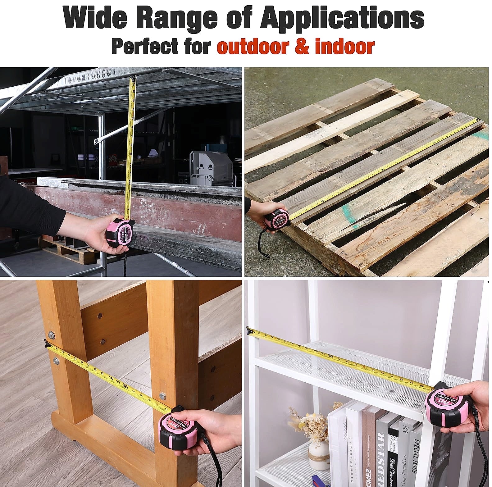 WORKPRO 25FT Pink Tape Measure with Magnetic Hook
