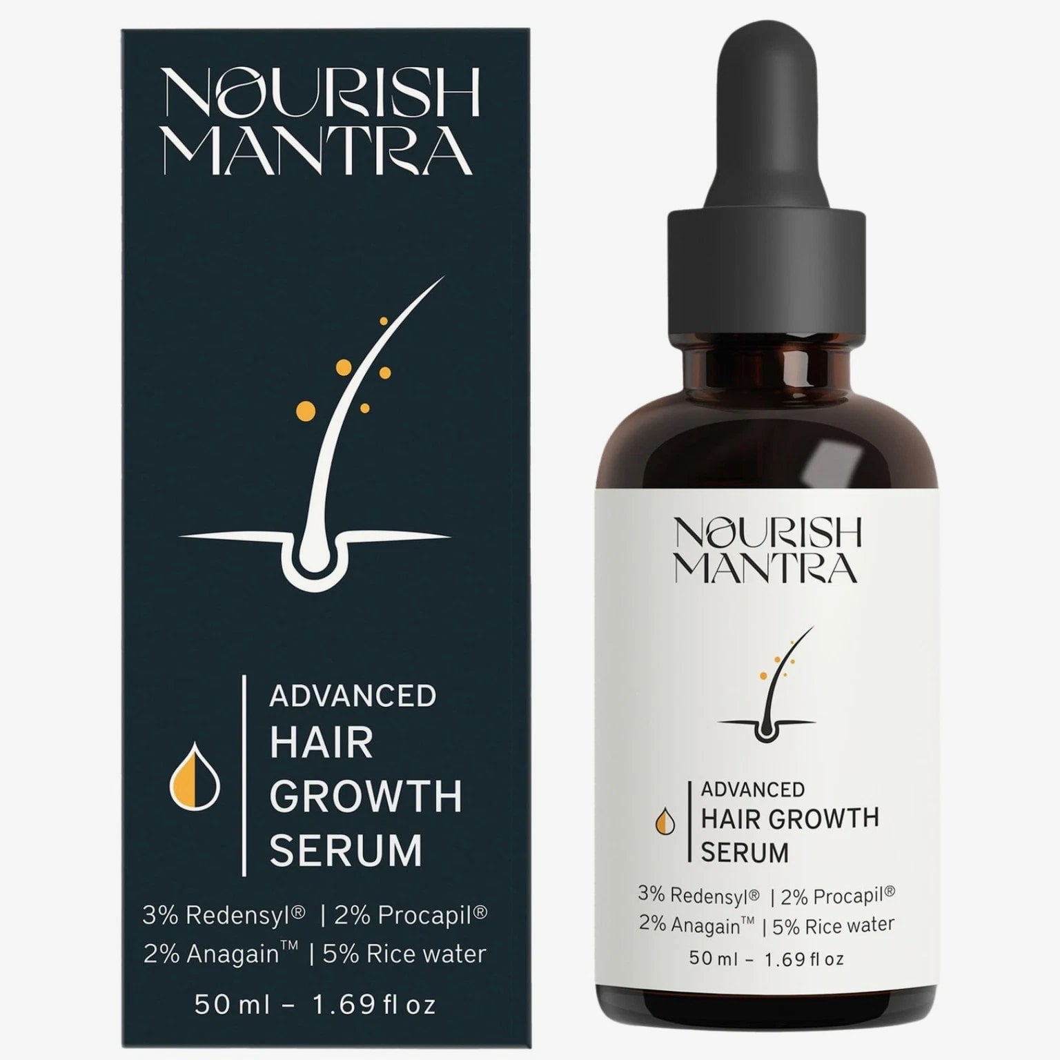 Advanced Hair Growth Vitalizer 50ml, 3% Redensyl, 2% Anagain, 2% Procapil, 5% Rice Water...