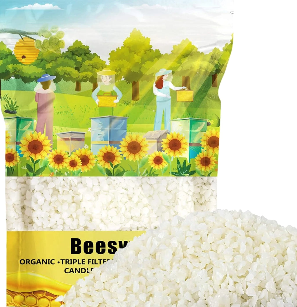 White Beeswax Pellets - 428G Beeswax Pastilles Bulk Bees Wax Triple Filtered