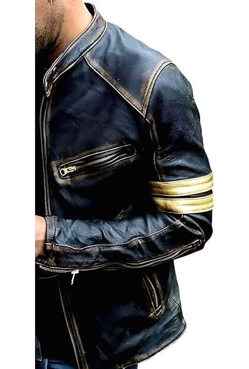 Men's Motorcycle Biker Leather Jacket Distressed Café Racer Genuine Lambskin