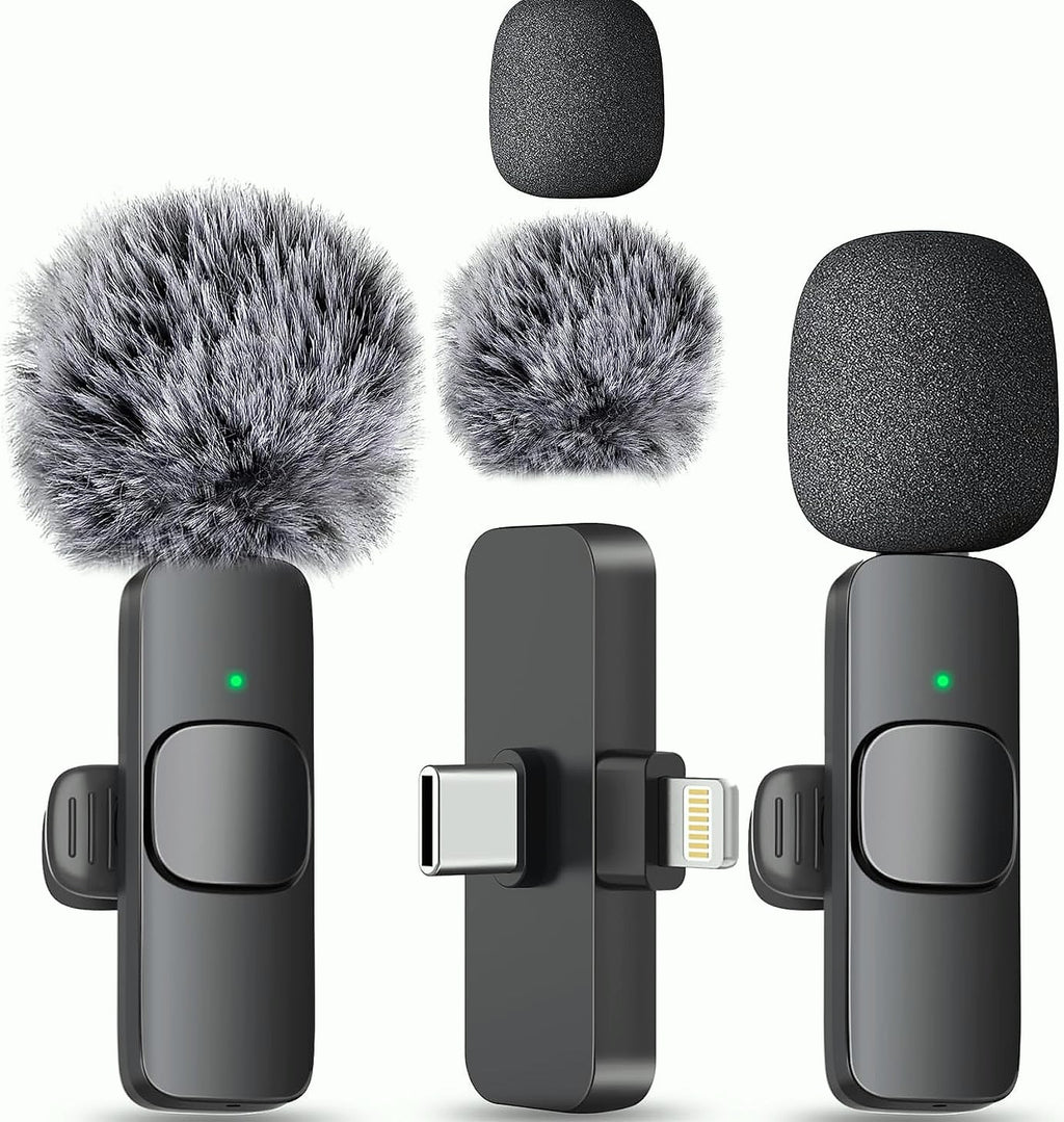 MAYBESTA Wireless Lavalier Microphone 2 Pack for iPhone Android