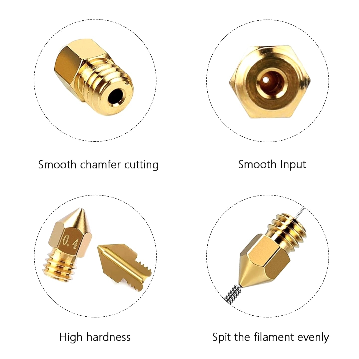 25 PCS Ender 3 V2 Nozzles, 3D Printer Extruder Hardened Steel Nozzle 0.4mm