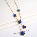 Stainless Steel Five Leaf Clover Flower Adjustable Bracelet