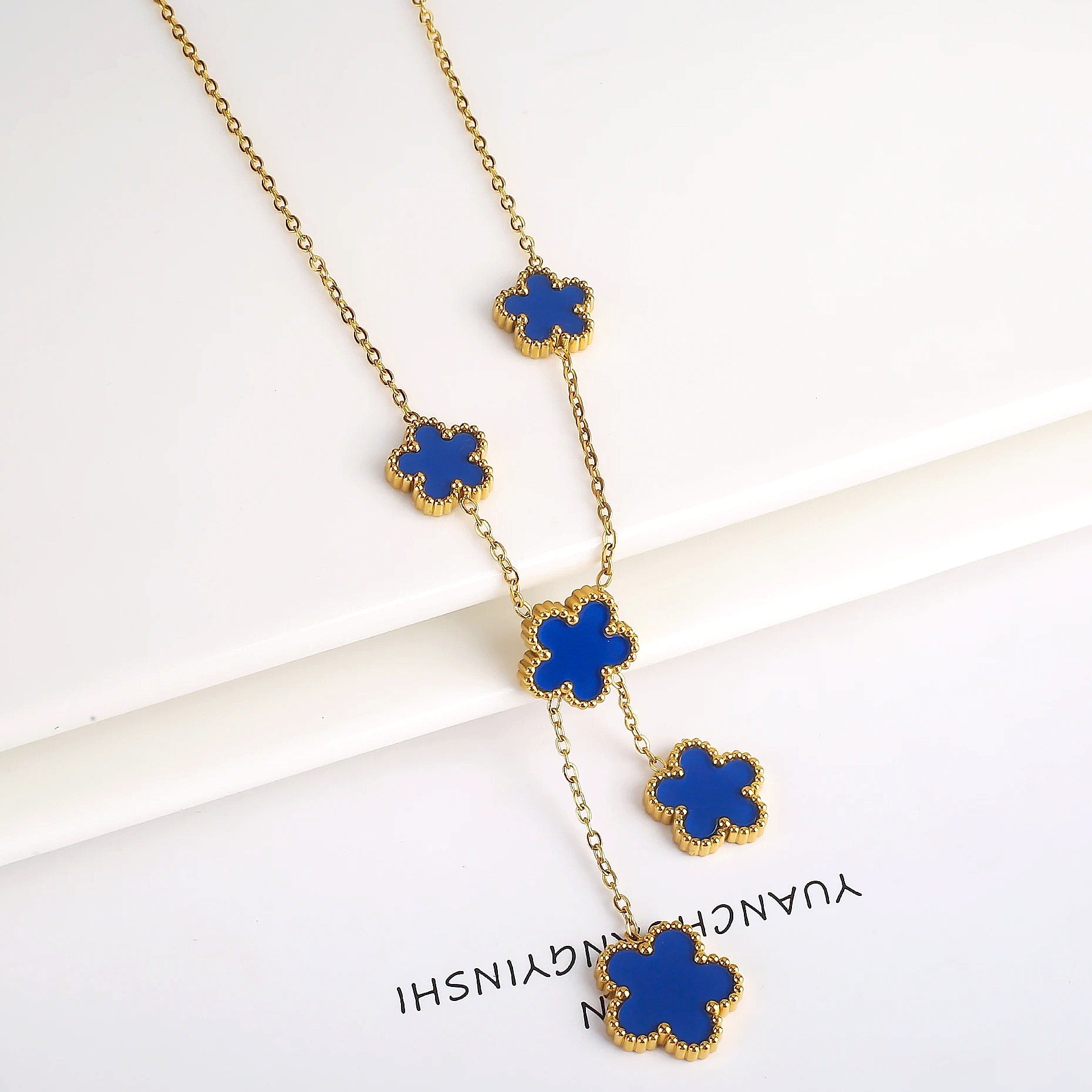 Stainless Steel Five Leaf Clover Flower Adjustable Bracelet