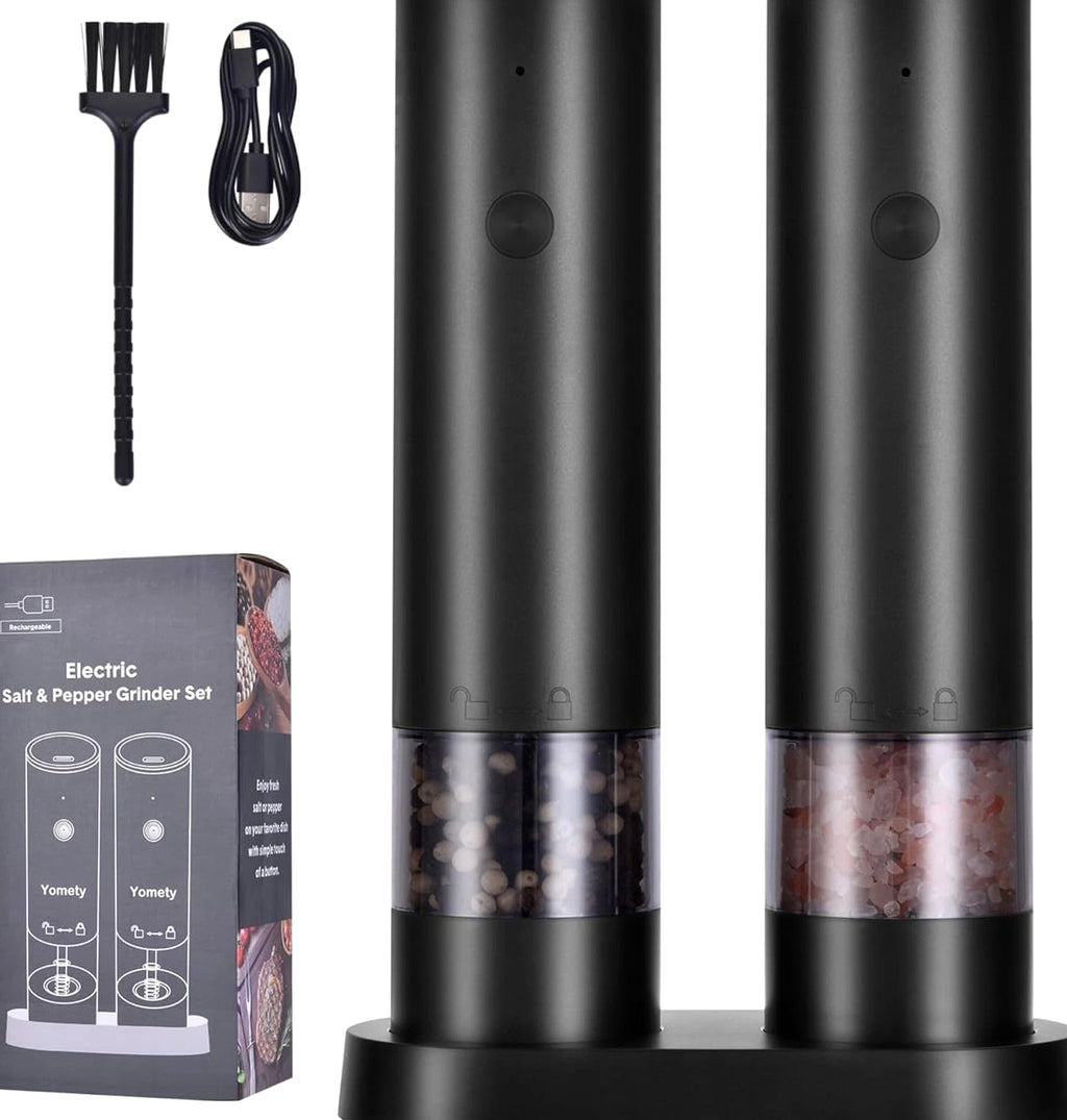 Electric Salt and Pepper Grinder Set-Rechargeable Salt and Pepper Mill Set All i