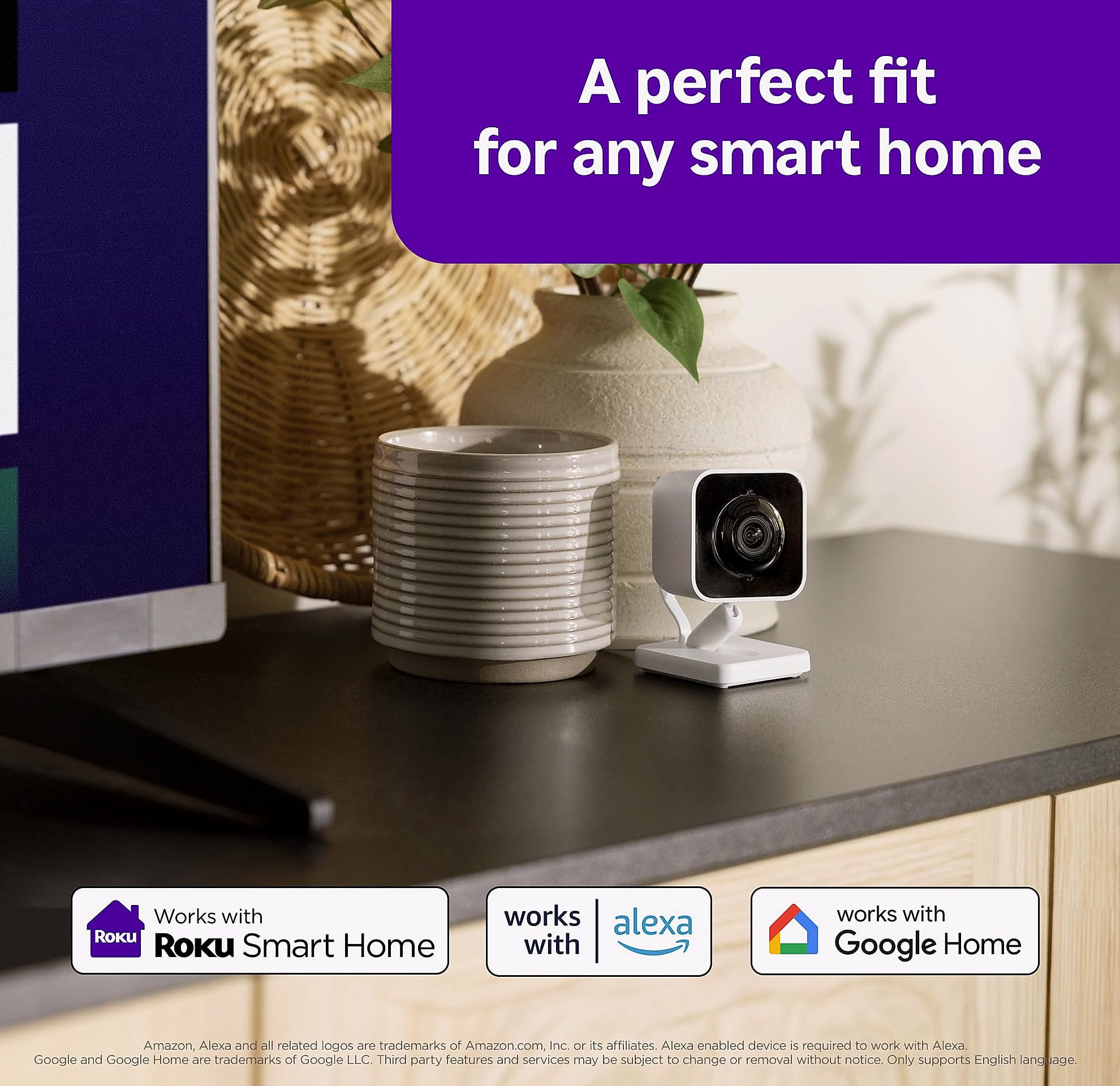 Roku Indoor Camera 2-Pack Wired Home Security with 1080p Night Vision