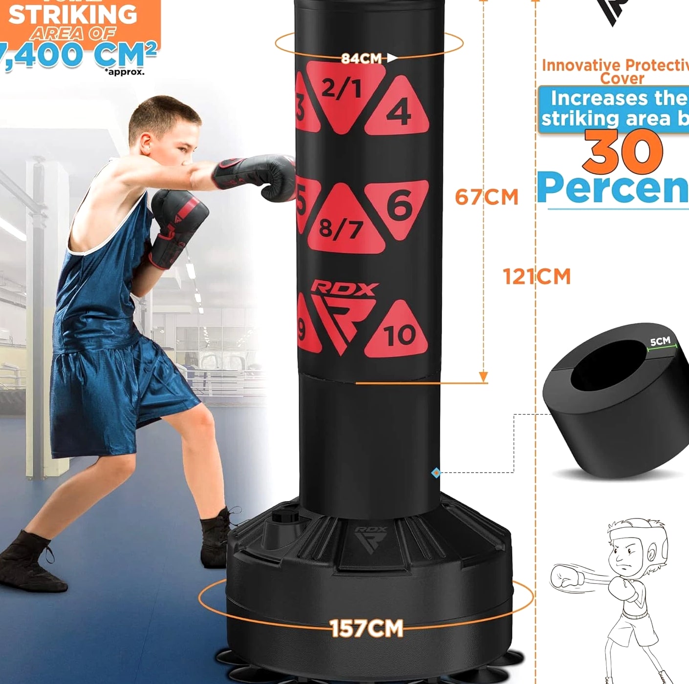 RDX Kids Punching Bag with Gloves, 4FT Heavy Free Standing Junior Punch Bag