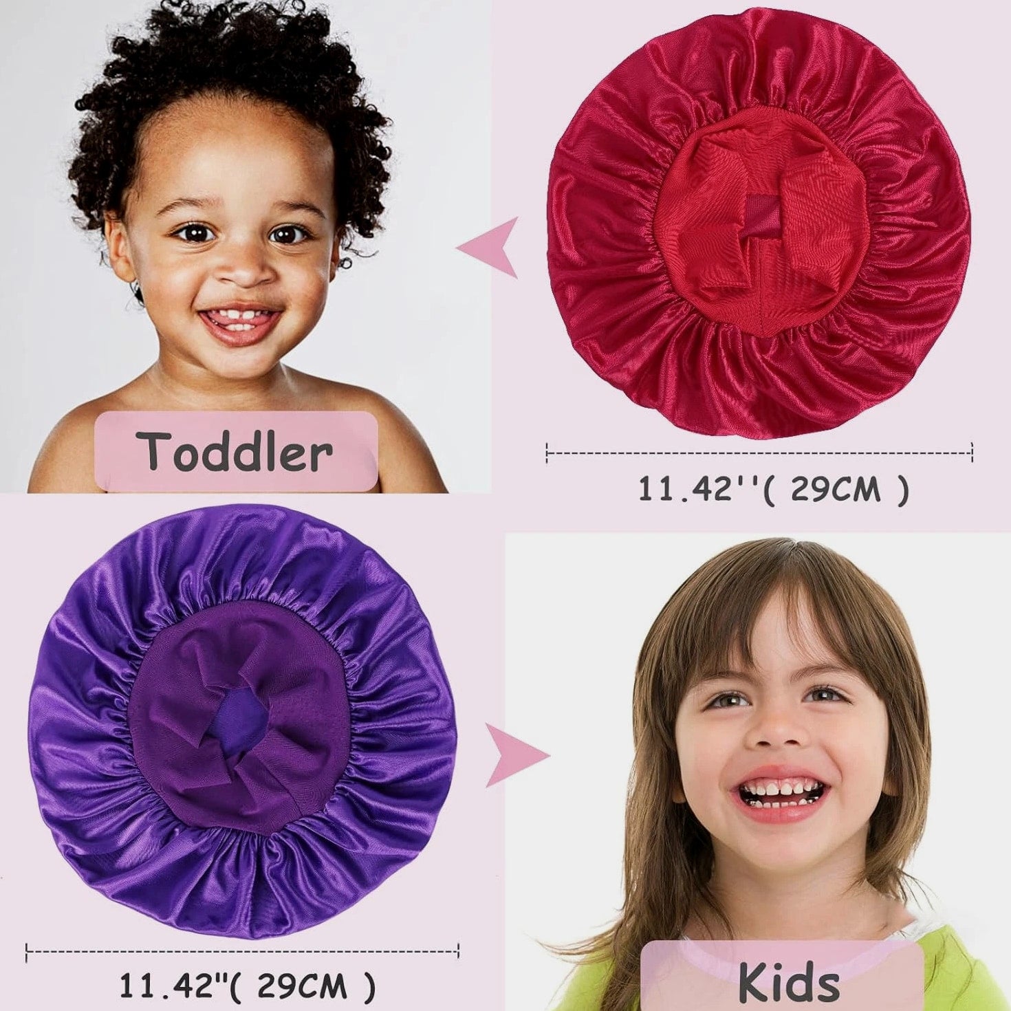 3 Pcs Kids Bonnets for Girls, Silk Bonnet for Child Sleeping, Toddler Bonnet