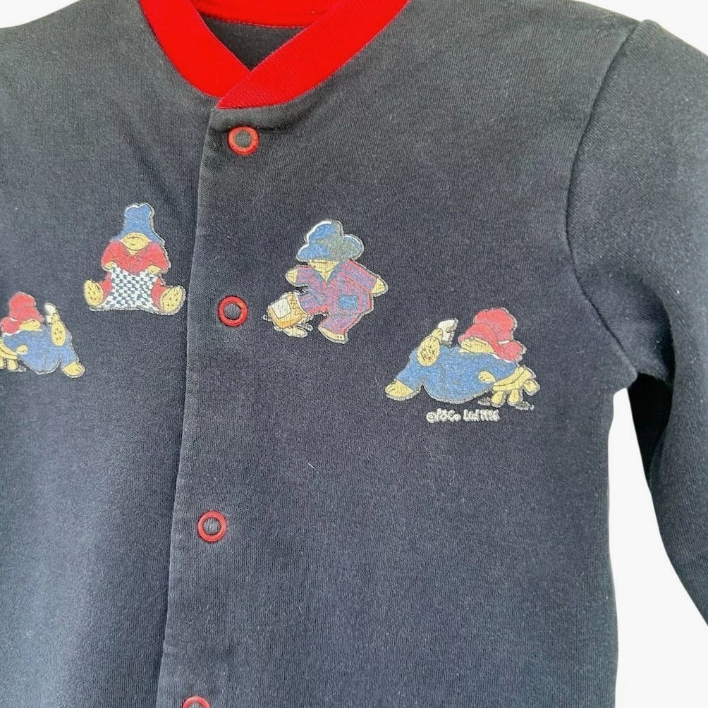 Marks Spencer Paddington Bear Sleepsuit Baby 3 6 Months Navy Red Footed Pajamas