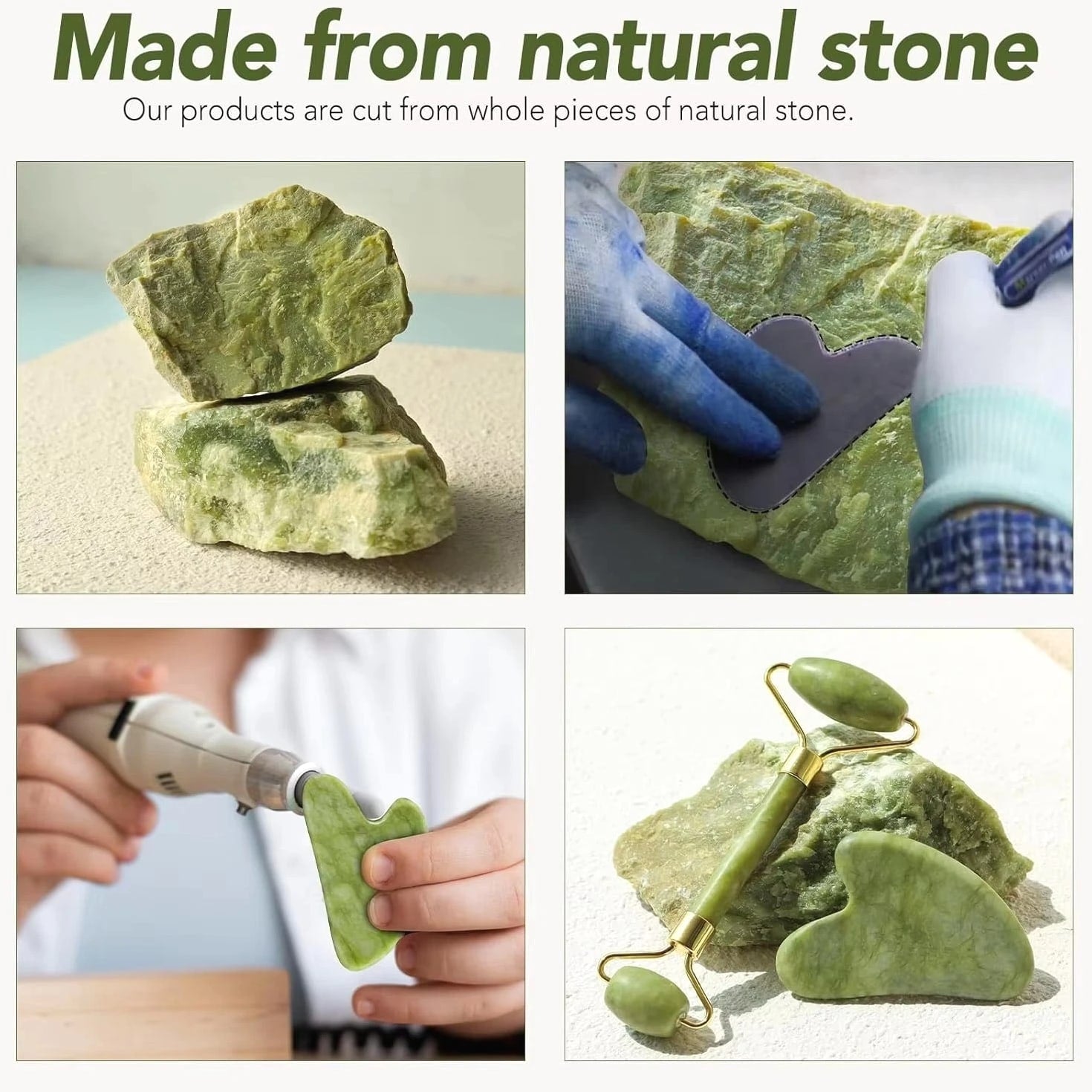 Premium Natural Jade Roller & Gua Sha Set - Facial Massager Anti-Aging Beauty Tool