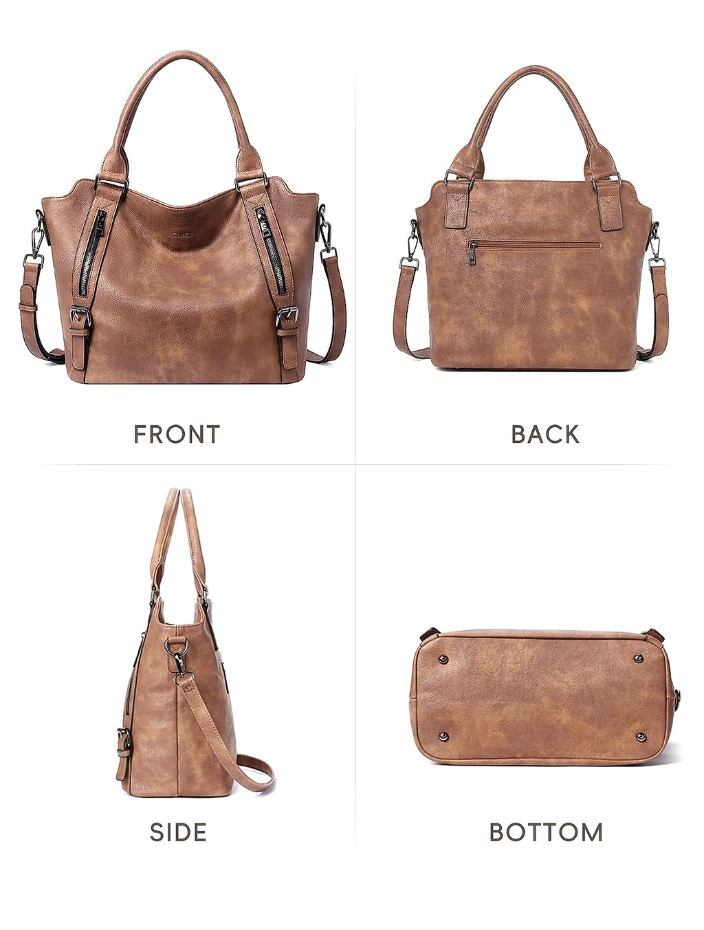 CLUCI Large Hobo Bag with Multiple Pockets Water Repellent