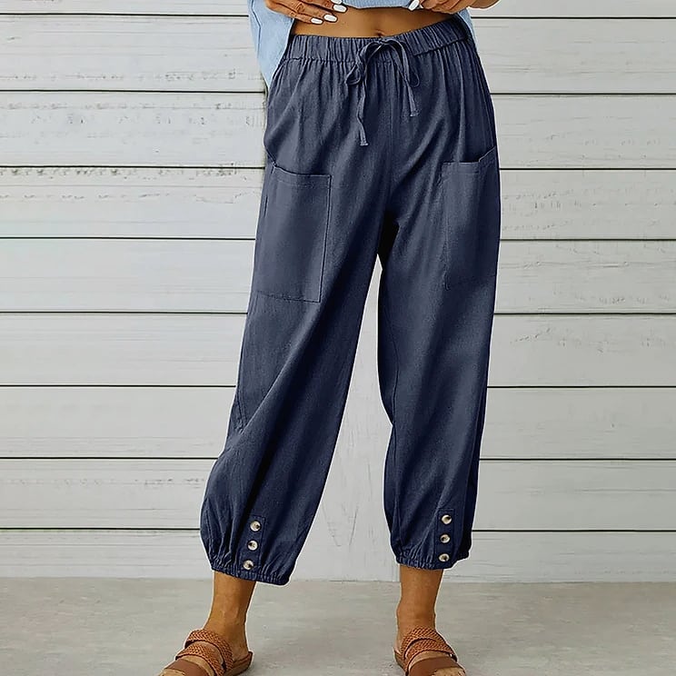 INSTYLISH Women's Cotton Linen Wide Leg Pants