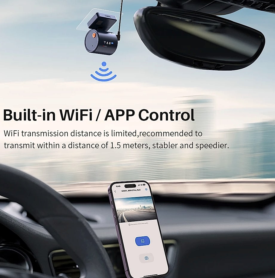 KAWA MINI 3 Pro 2K Dash Cam with WiFi and Voice Control
