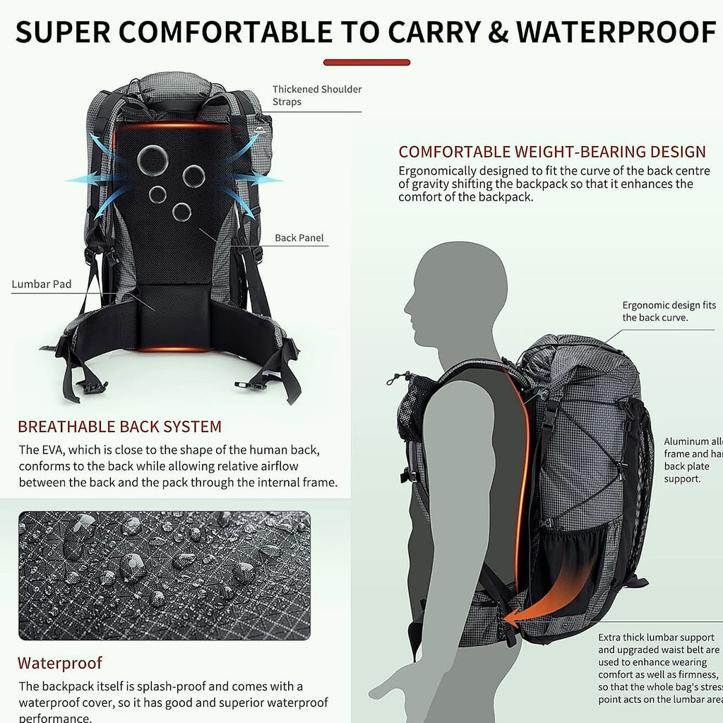 Naturehike 60+5L Mountain Backpack Hiking Travel Bag