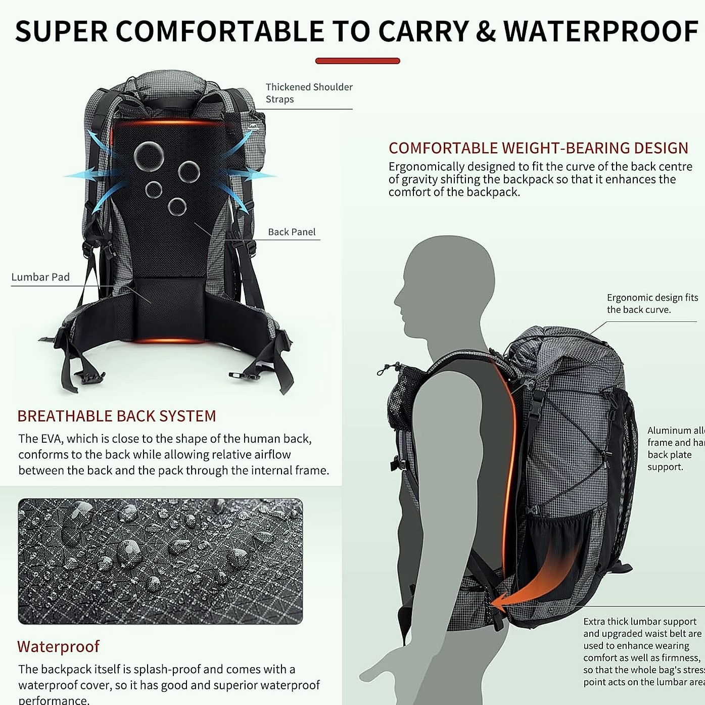 Naturehike 60+5L Mountain Backpack Hiking Travel Bag