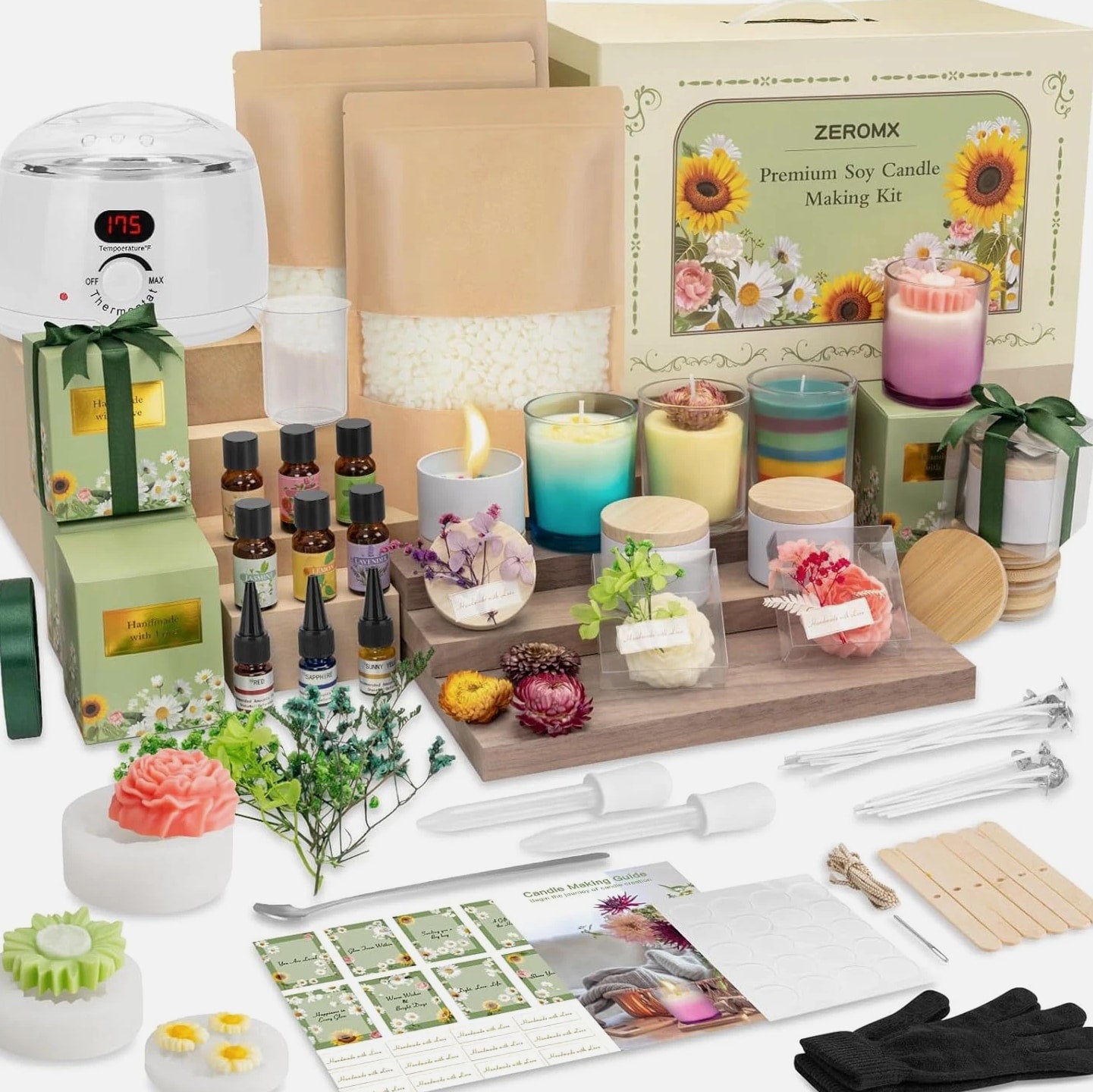 Candle Making Kit for Adults Beginners – 1200G Soy Wax, Digital Wax Melter Pot,