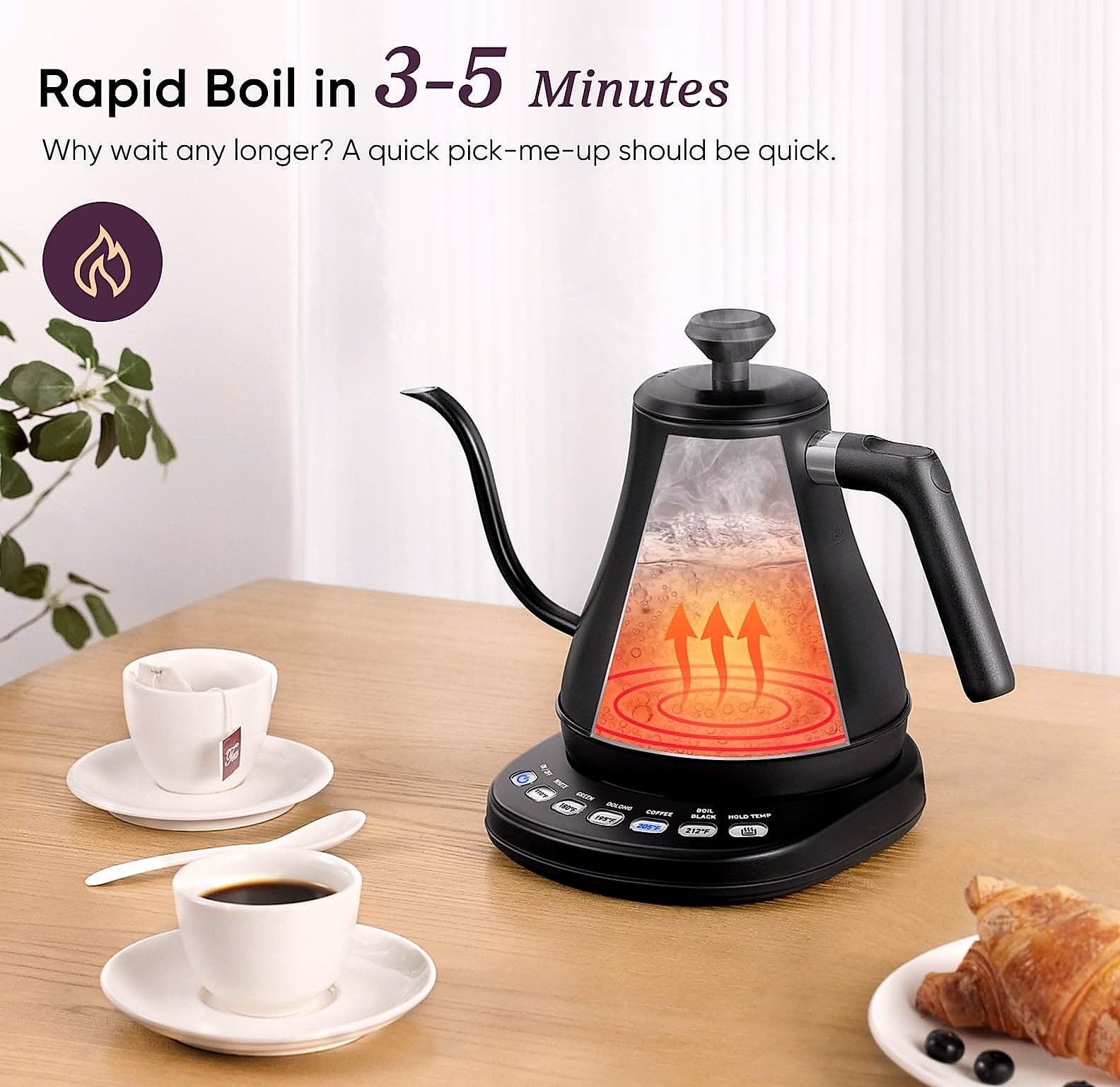 Cosori Electric Gooseneck Kettle, 0.8L Pour Over with Temperature Control