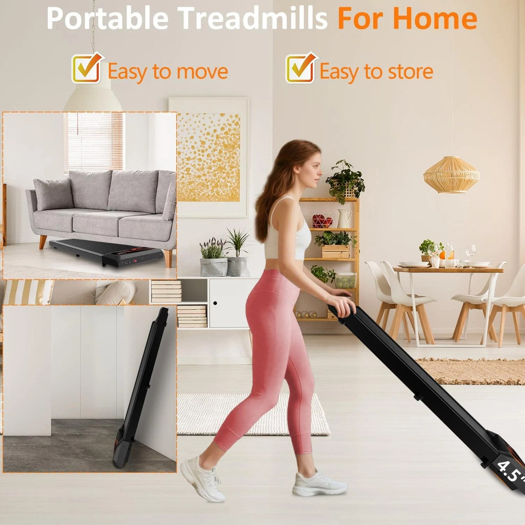 2.5HP Under Desk Treadmill w/ 5° Incline Pad, Quiet Walking Running Machine