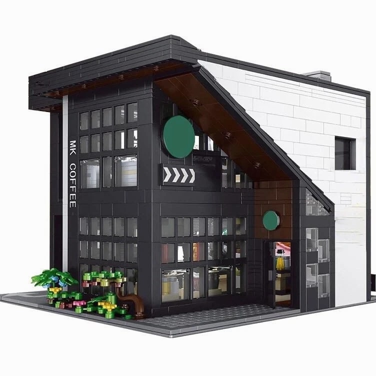 Mould King 16036 Modern City Coffee Shop Cafe Building Brick Toy Set with LED