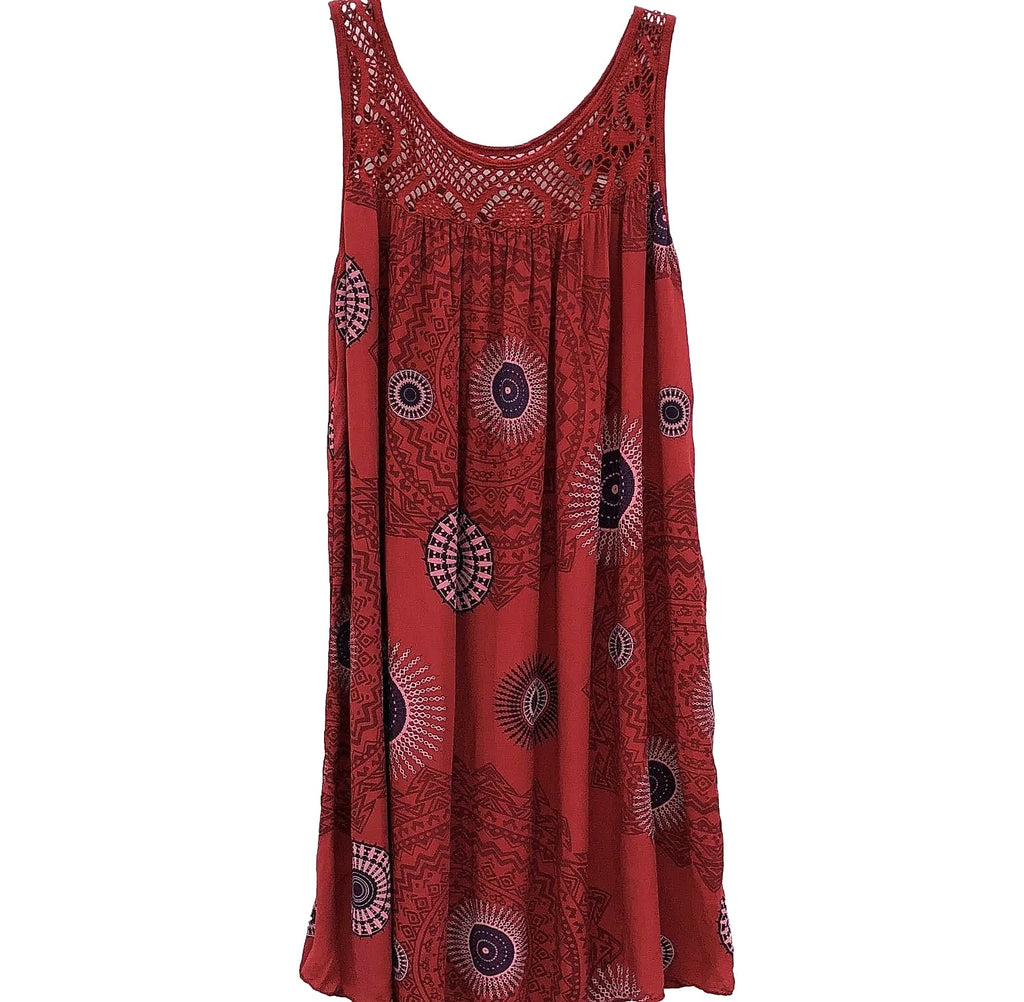Women's Sleeveless Lace Print Camisole Summer Dress