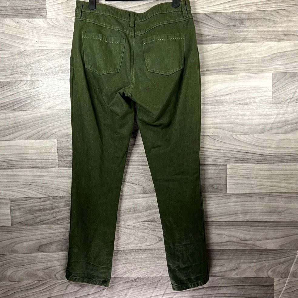 Pilcro & The Letterpress Women's Straight Leg Jeans Green Pockets Medium Wash Size 27