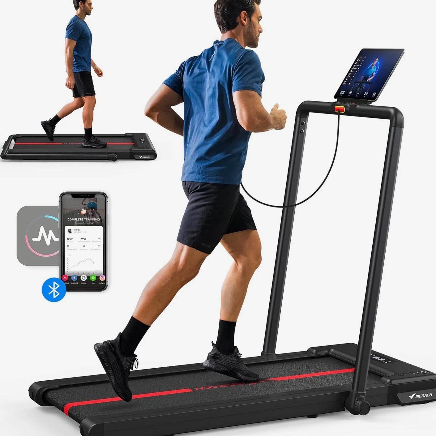 MERACH T05 2-in-1 Folding Walking Pad Small Treadmill for Home 265LBs Capacity