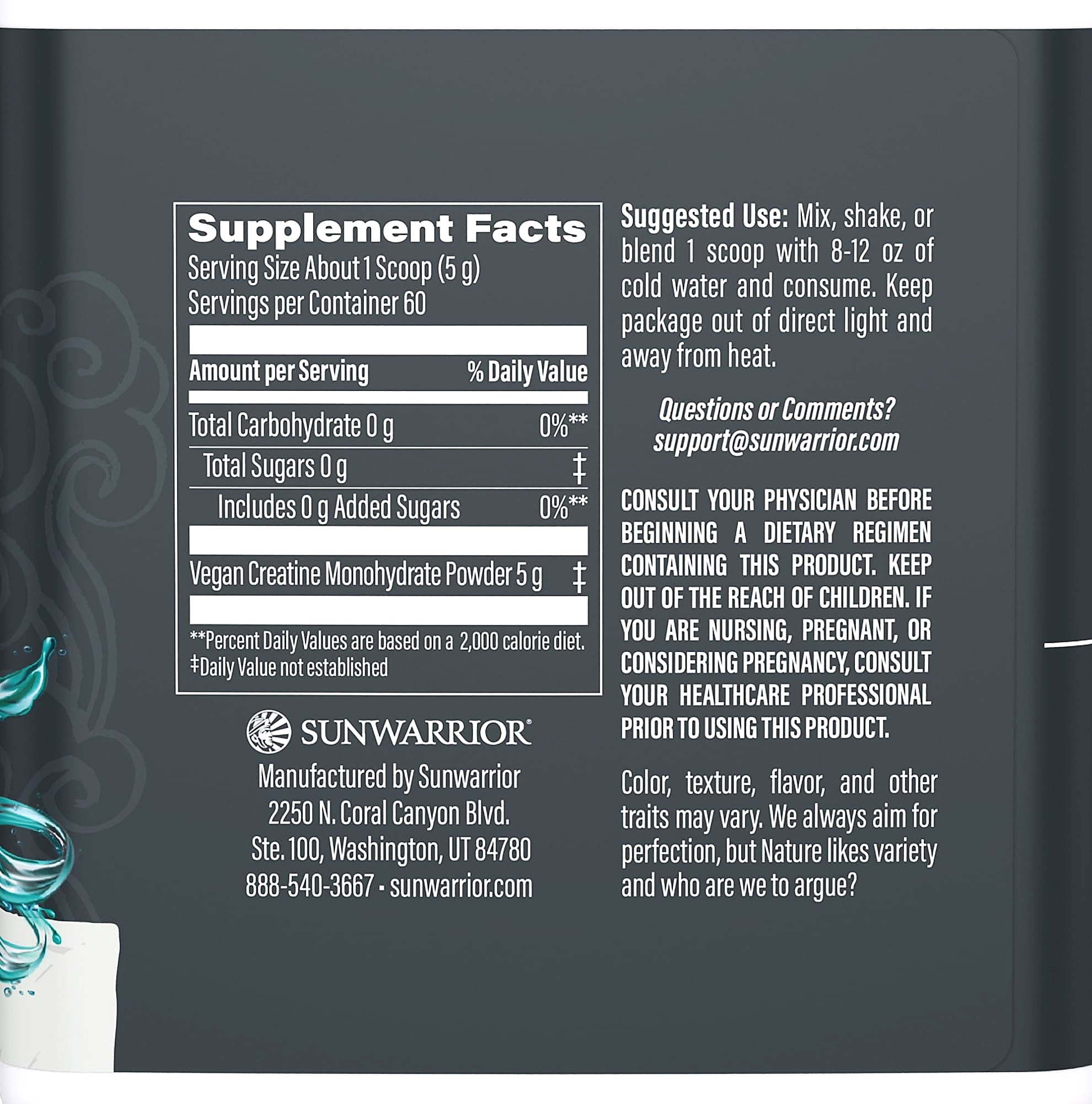 Sunwarrior Creatine Monohydrate Powder Micronized 60 Servings