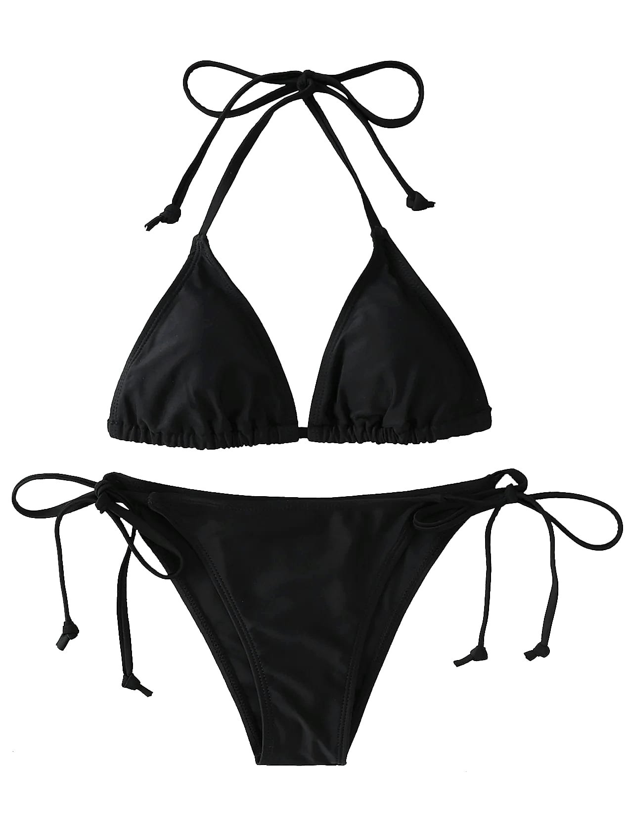 2-Piece Triangle Bikini Swimsuit Set with String Detail