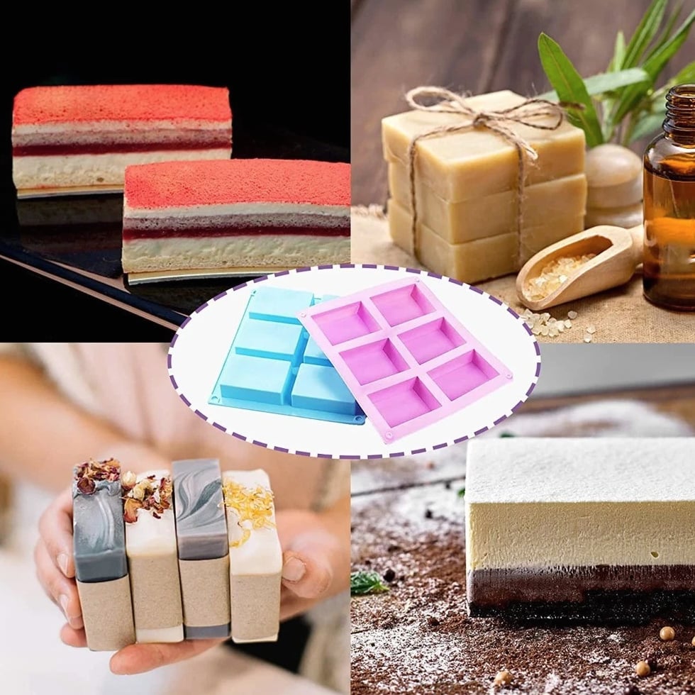 Silicone Soap Molds 3 Pcs, Rectangle Soap Molds for Soap Making, 6 Cavity Mold