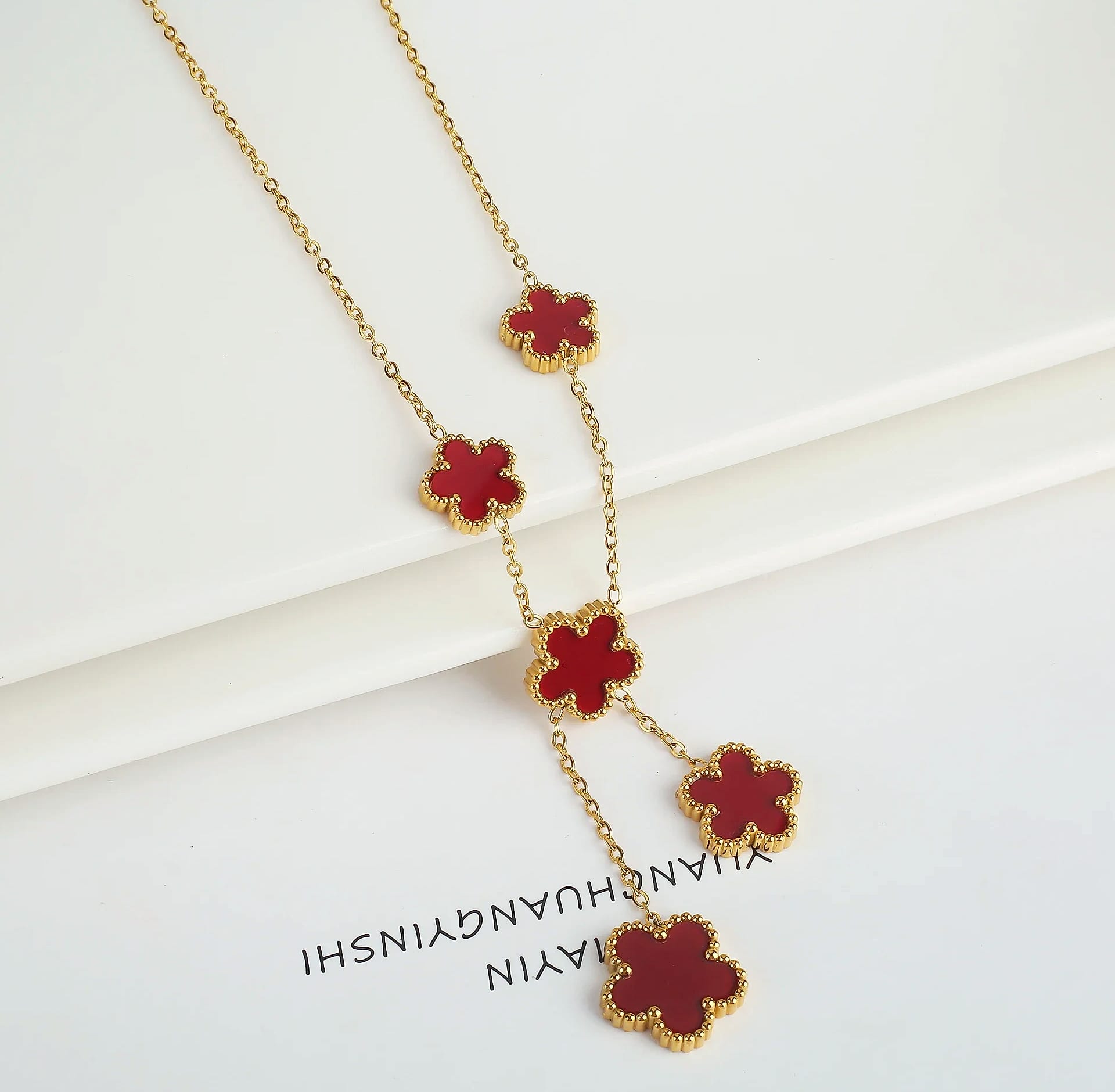 Stainless Steel Five Leaf Clover Flower Adjustable Bracelet