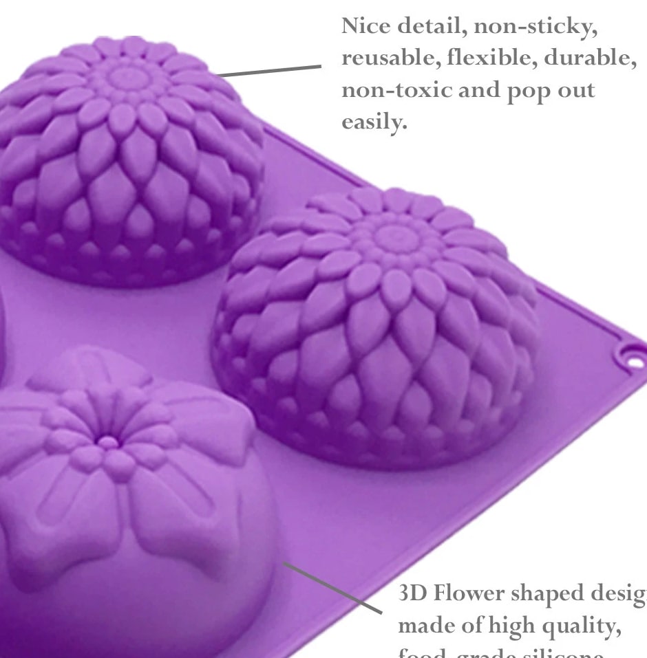 6 Cavity Flower Shaped Silicone Soap Mold DIY Handmade