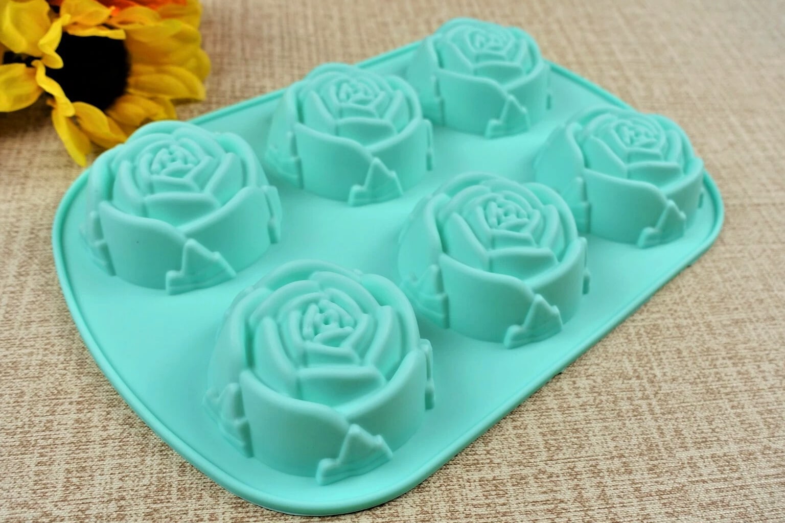 DIY 6 Cavity Rose Shaped Silicone Soap Mold Handmade for Soap Making