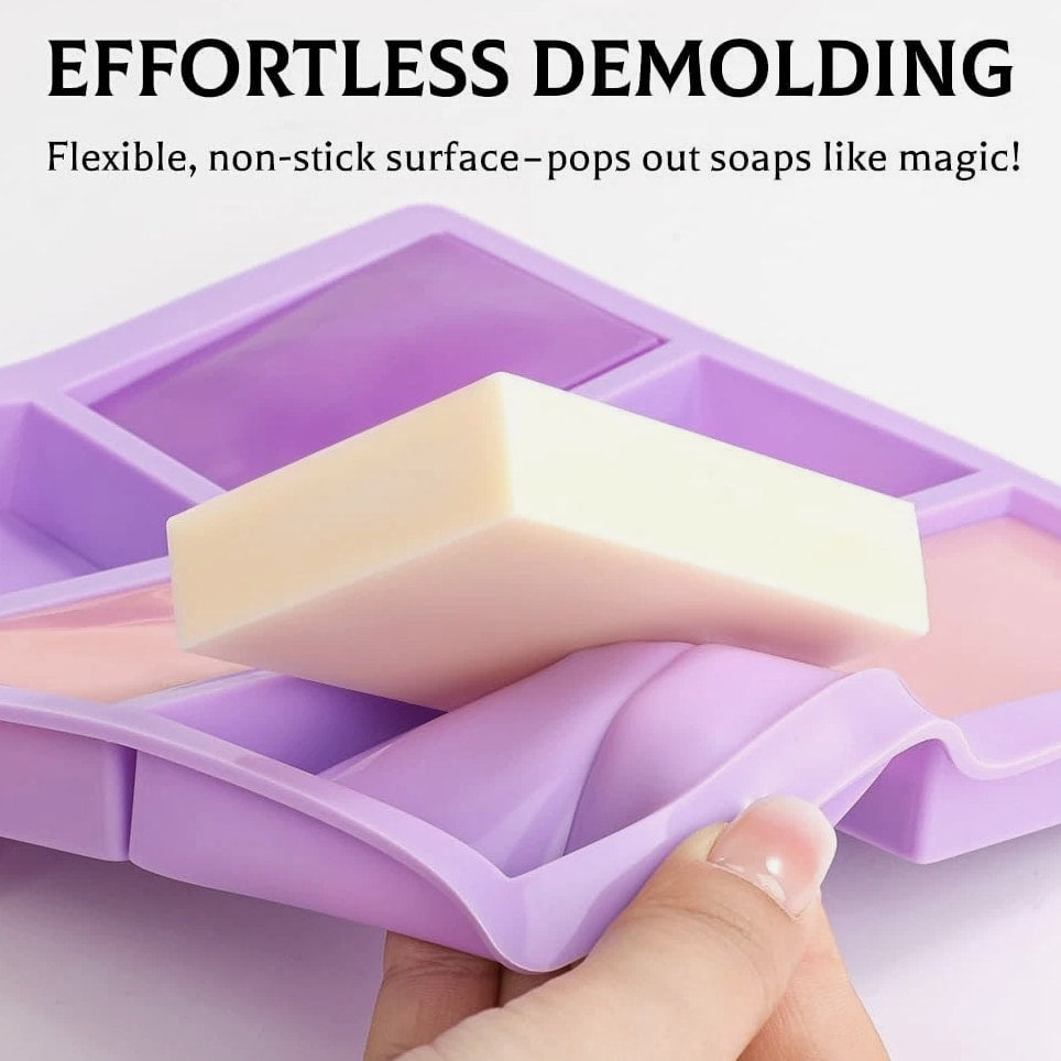 Silicone Soap Molds 3 Pcs, Rectangle Molds for Soap Making, 6 Cavity Design