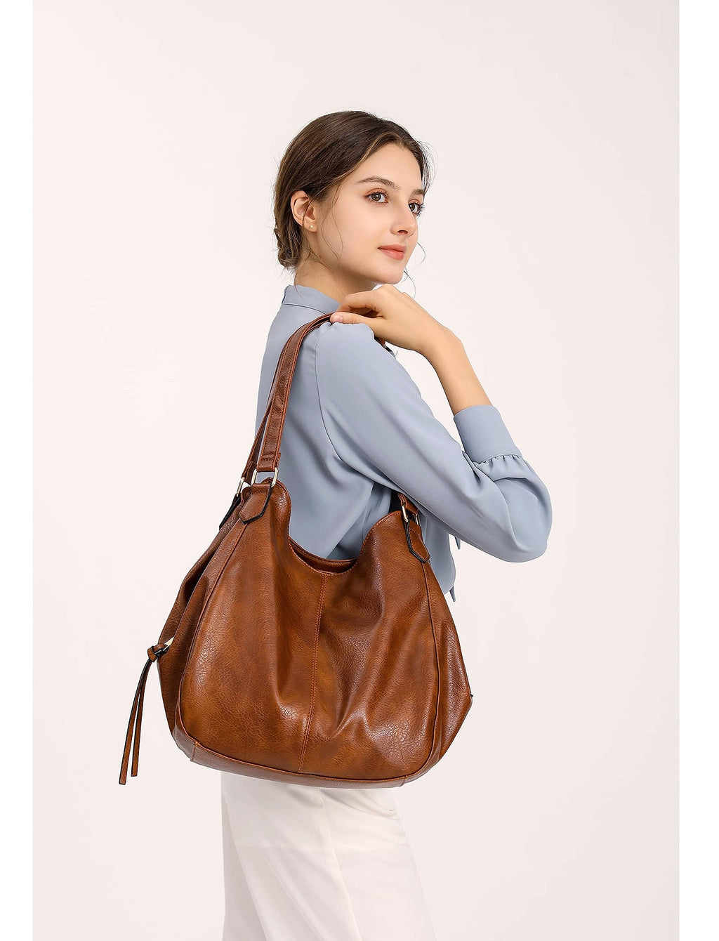DOURR Women's Vegan Leather Shoulder Bag with Multi Compartments