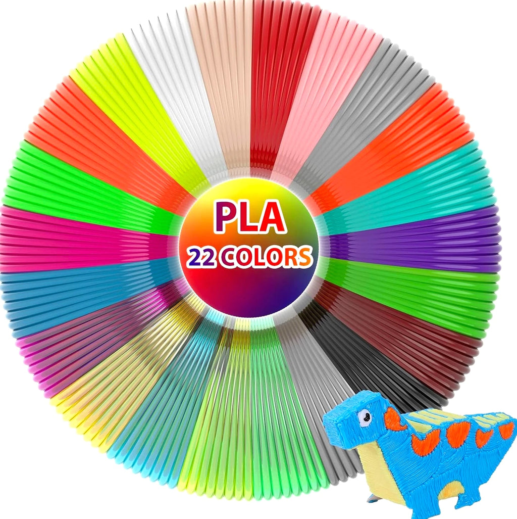 22 Colors 3D Pen Filament 1.75mm PLA - Each Color 10 Feet, Total 220 Feet