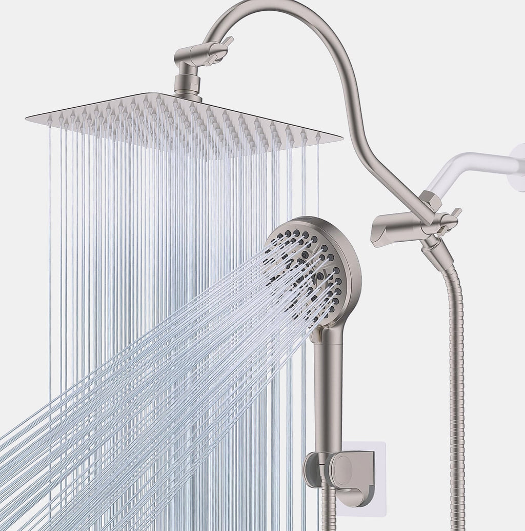 Hibbent 10 inch rainfall shower head combo with handheld sprayer