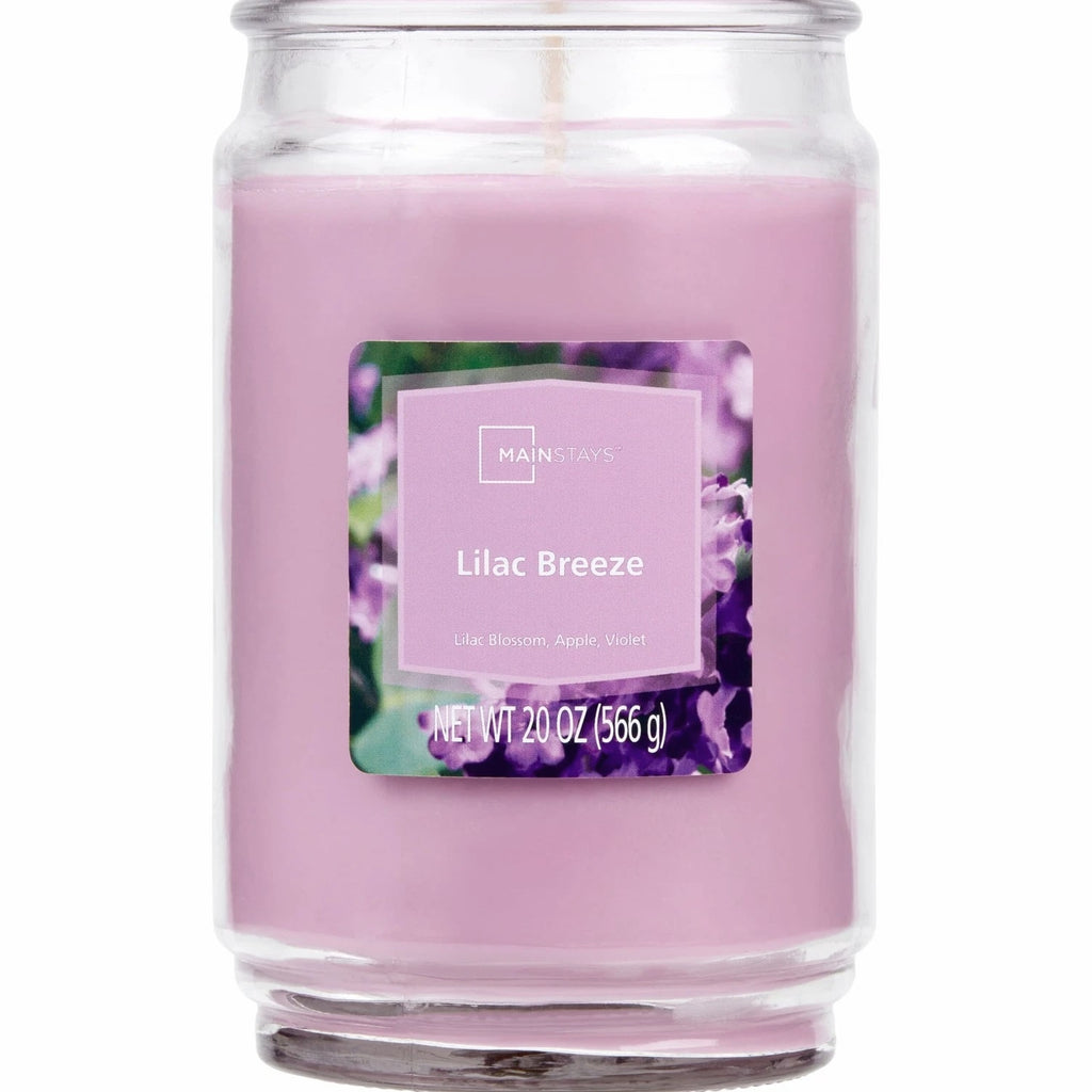 Mainstays Lilac Breeze Scented Single-Wick Large Glass Jar Candle 20 oz